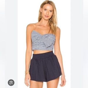 Lovers & Friends Twist Turn Top in Navy Mini Gingham
